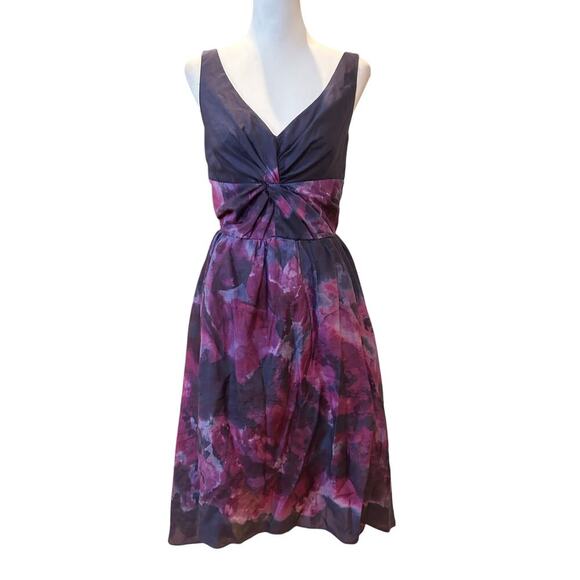 Lela Rose for Neiman Marcus silk blend  Purple Floral Dress - Size 6 - Picture 1 of 8